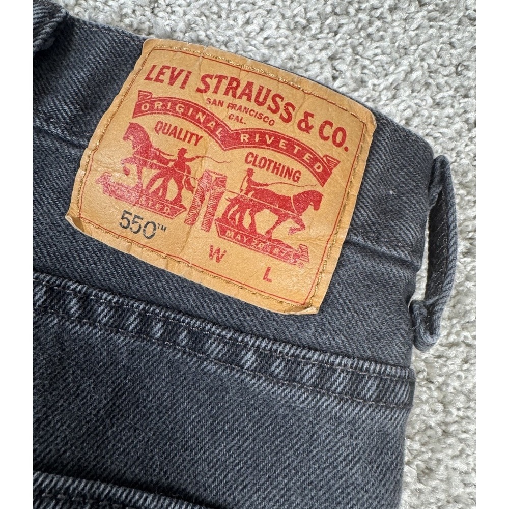 Levis 550 Relaxed‎ Fit Men's Denim Jeans Faded Black 46x29 (Measures 42x28)